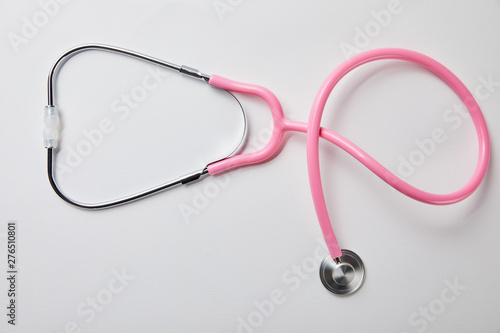 top view of medical stethoscope isolated on white