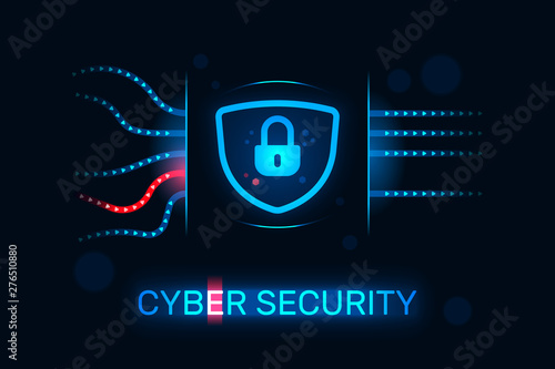 Cyber security illustration, digital data protection concept.