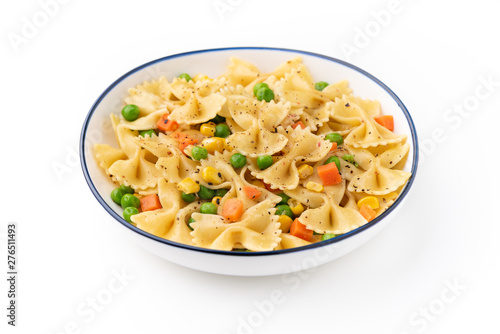 pasta with vegetable food on isolated white background