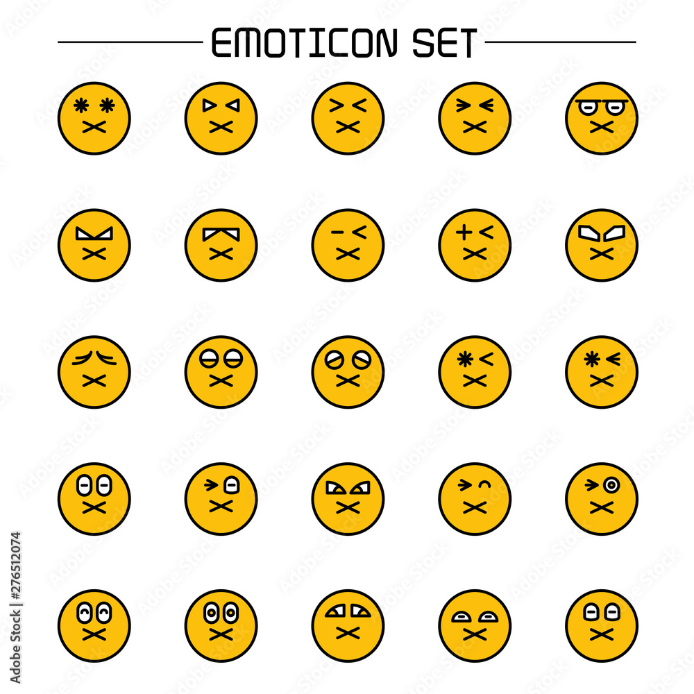 Fototapeta premium yellow face emoticon icon set