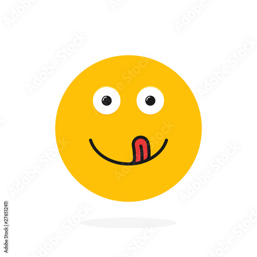 Yummy smile. Delicious, tasty eating emoji face eat with mouth and tongue gourmet enjoying taste