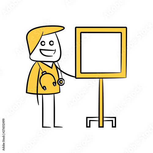 doctor and whiteboard character yellow stick figure 