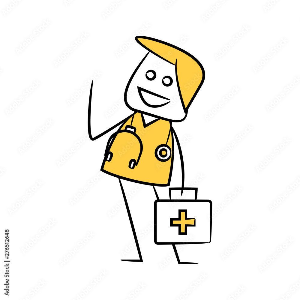 doctor and first aid kit yellow stick figure doctor and first aid kit yellow stick figure