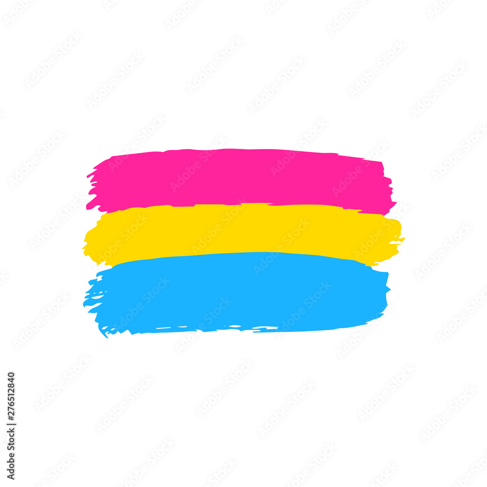 Pansexual pride grunge style flag isolated on white background. Gay and lesbian, pride symbol. Design element for social media, poster, t-shirt print, leaflet Pansexual pride grunge style flag isolated on white background. Gay and lesbian, pride symbol. Design element for social media, poster, t-shirt print, leaflet