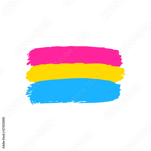 Pansexual pride grunge style flag isolated on white background. Gay and lesbian  pride symbol. Design element for social media  poster  t-shirt print  leaflet