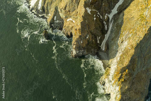 The top view on the northwest rocky coast of the Bering Sea, the Chukchi region.