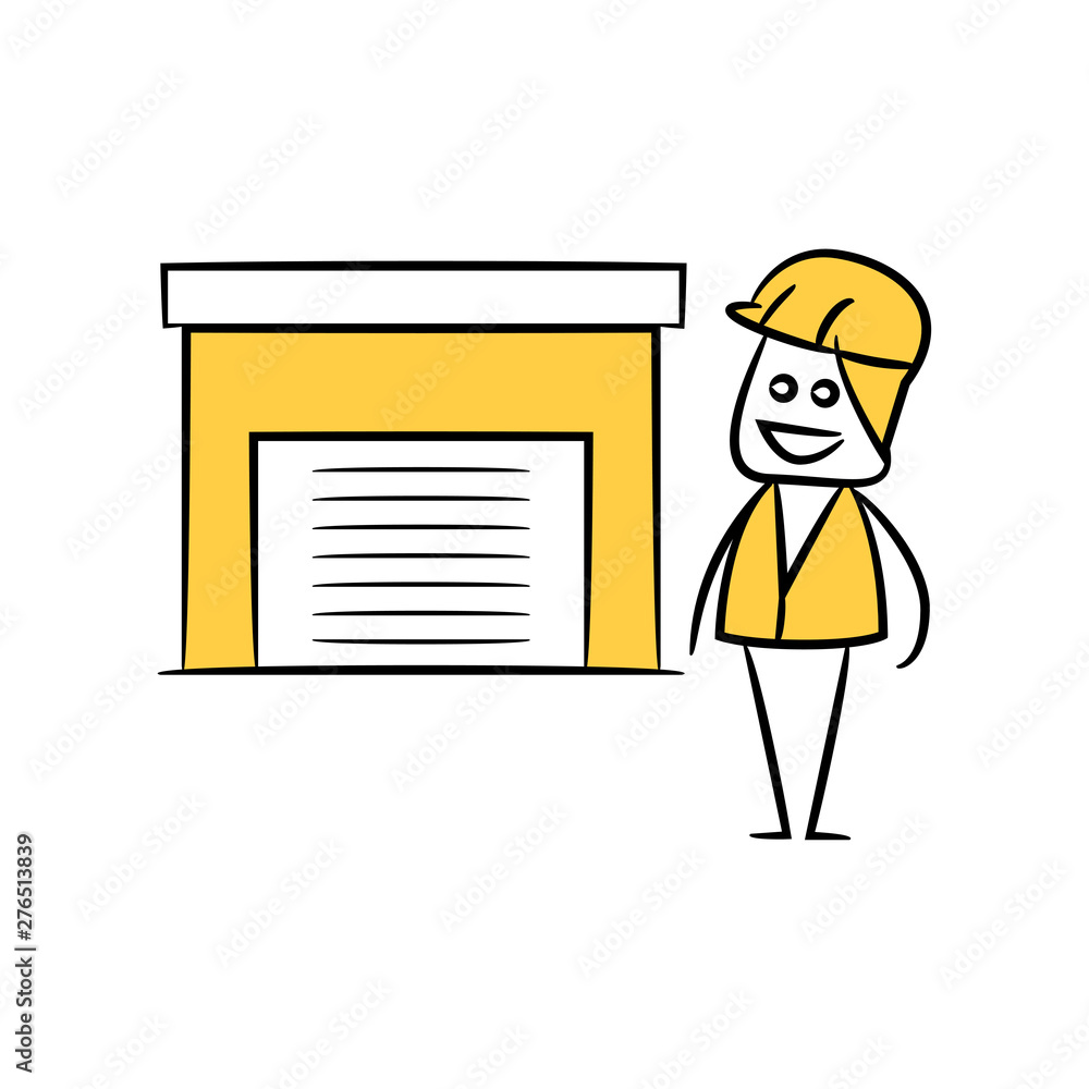 engineer standing next to warehouse yellow theme engineer standing next to warehouse yellow theme