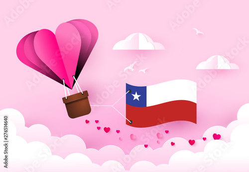  Heart air balloon with Flag of Chile for independence day or something similar