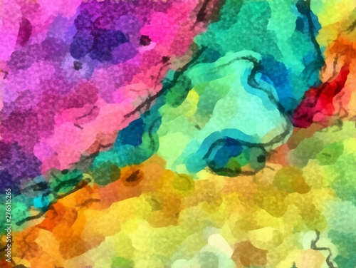 Watercolor and acrylic abstract background in warm and bright colors. Messy splashes of paint and artistic wet effect. Beauty pastel pattern. © Dina
