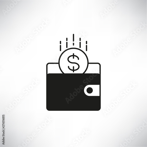 wallet and money coin icon for earning concept