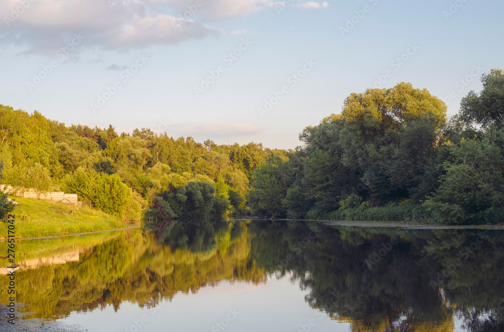 calm evening on the river in the summer calm evening on the river in the summer