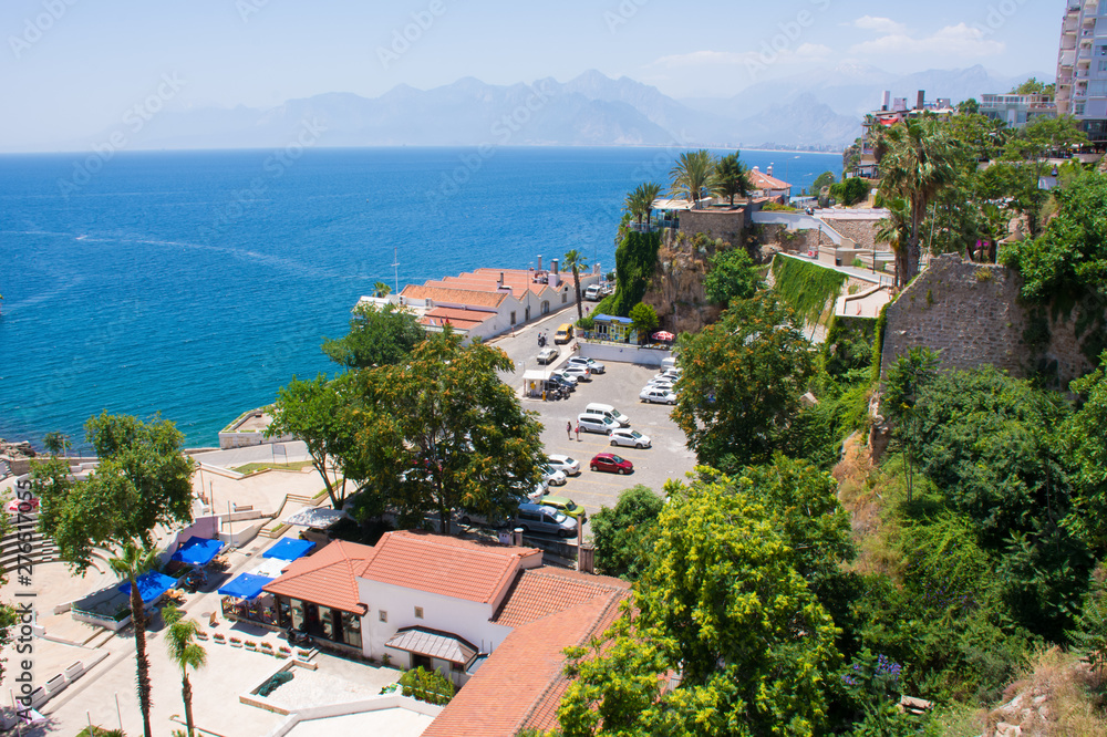 Antalya, old town, view of the Mediterranean sea.Bright Sunny summer day