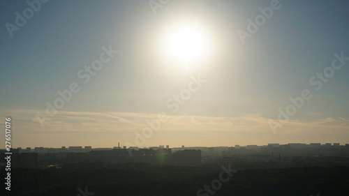 Photography Moscow cityscape against the blur blue sky at dawn.