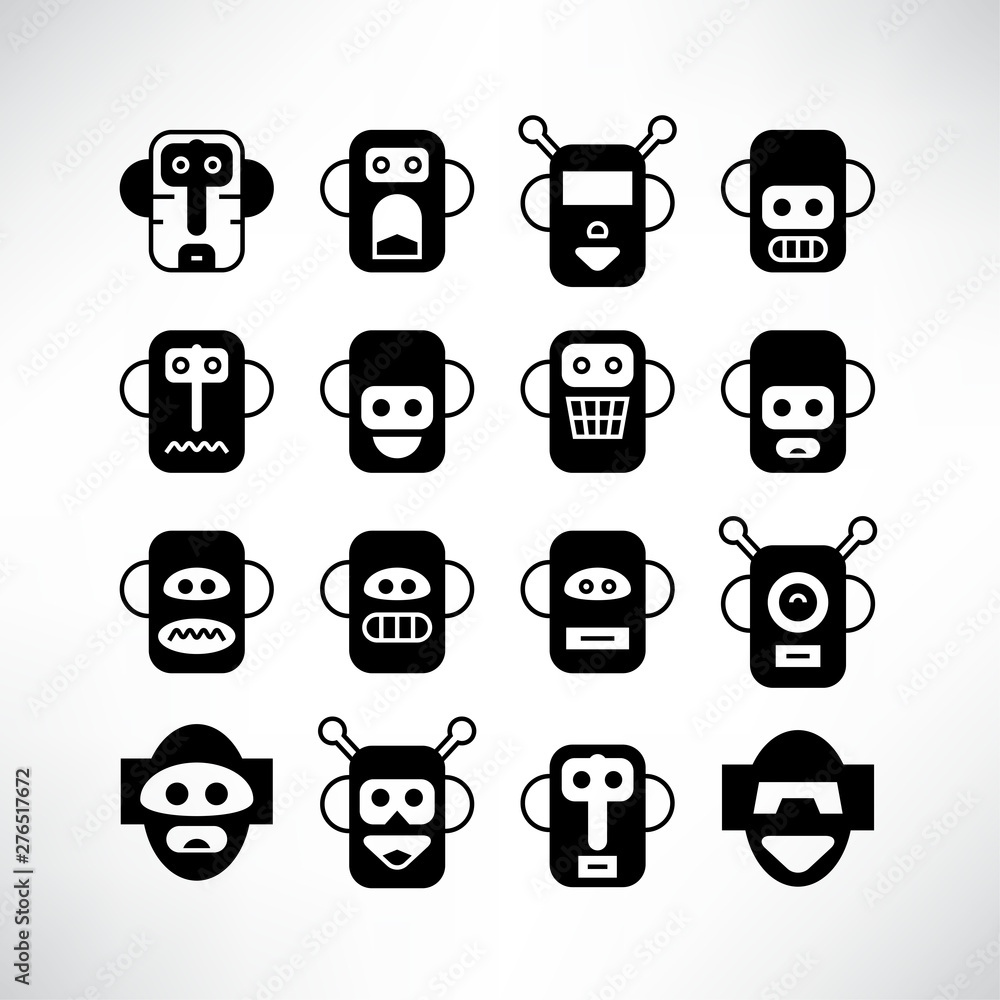robot head avatar icons set robot head avatar icons set