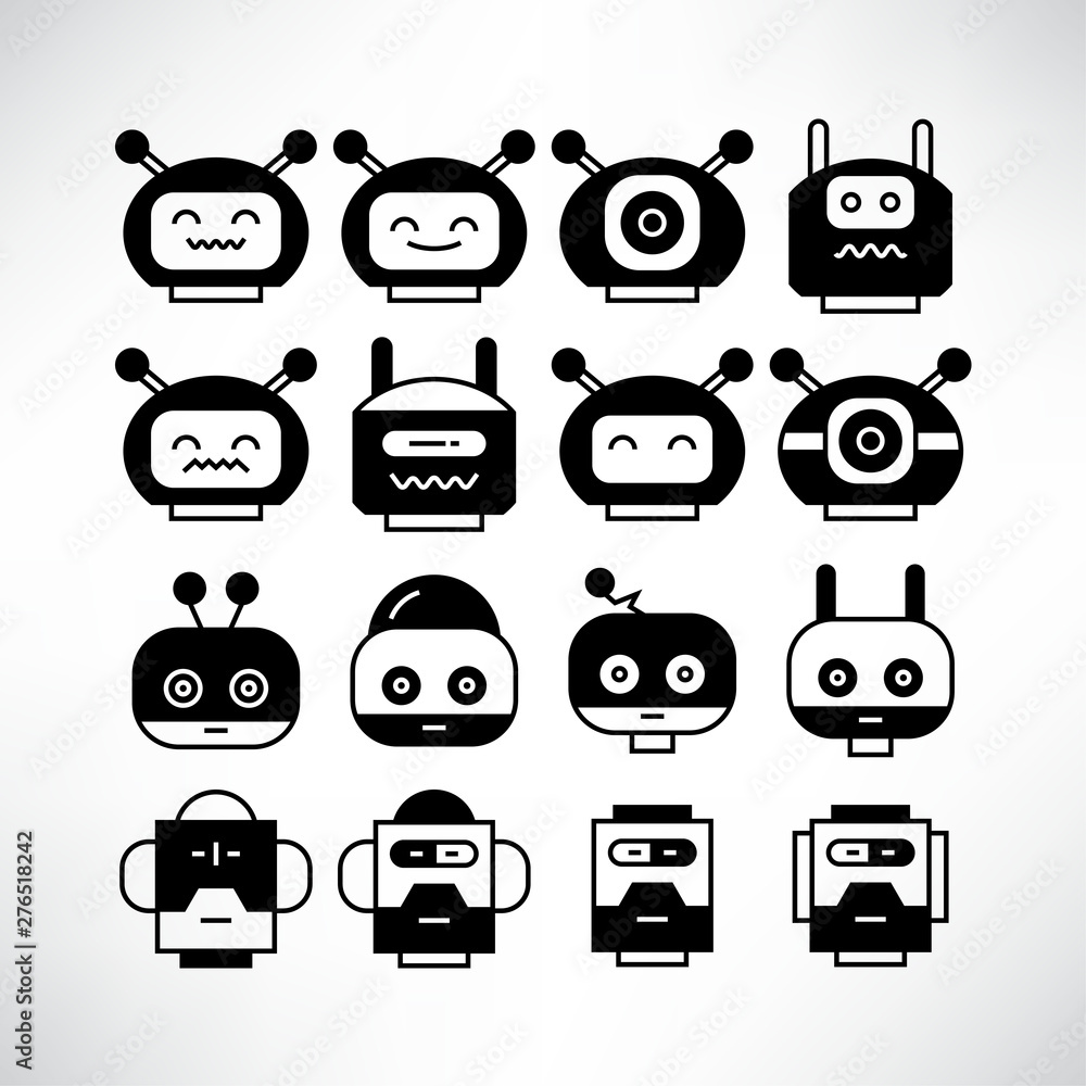 robot head avatar icons set robot head avatar icons set