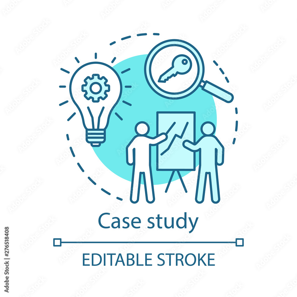 Case study turquoise concept icon. Decision making content idea thin line illustration. Research method. Business training, presentation, report. Vector isolated outline drawing. Editable stroke