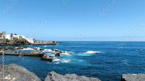 wild atlantic ocast of puerto de la cruz on tenerife island photo