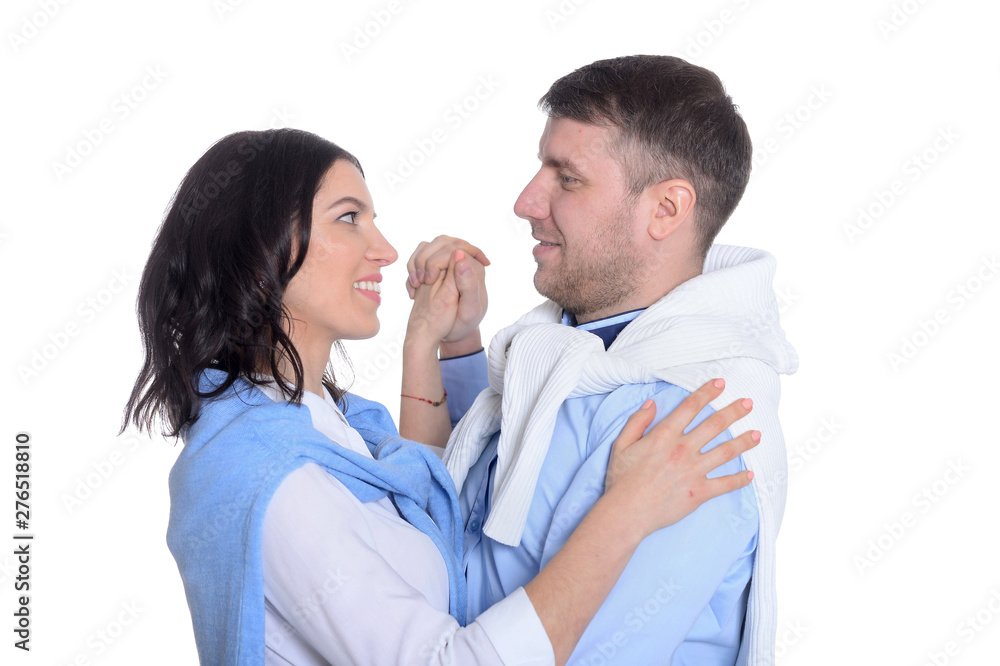 Portrait of happy beautiful woman and man dancing Portrait of happy beautiful woman and man dancing