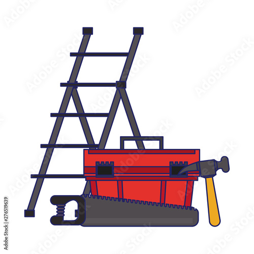 Construction tools and repair equipment blue lines