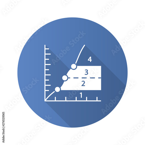 Phase diagram flat design long shadow glyph icon. Limits graphical representation of substance stability. Information symbolic representation. Materials science. Vector silhouette illustration