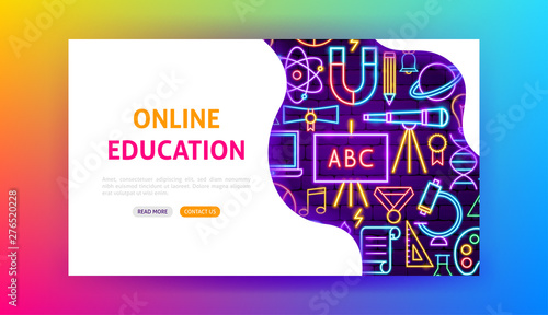 Online Education Neon Landing Page