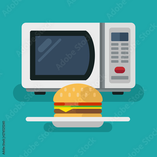Fast food burger from microwave in dish