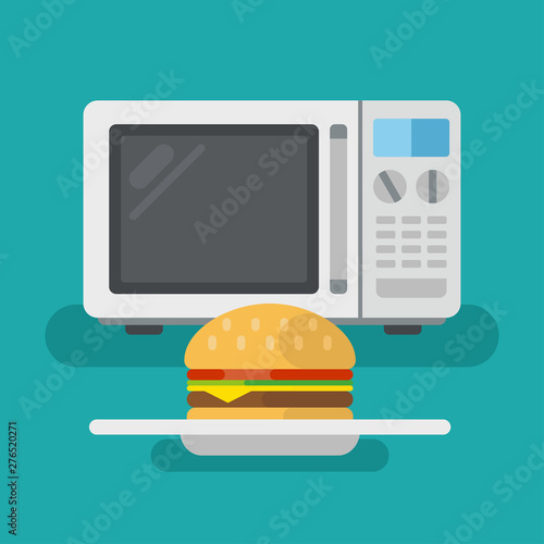 Fast food burger from microwave in dish