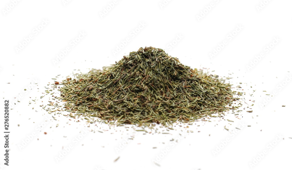 Dry thyme, chopped breckland isolated on white background Dry thyme, chopped breckland isolated on white background