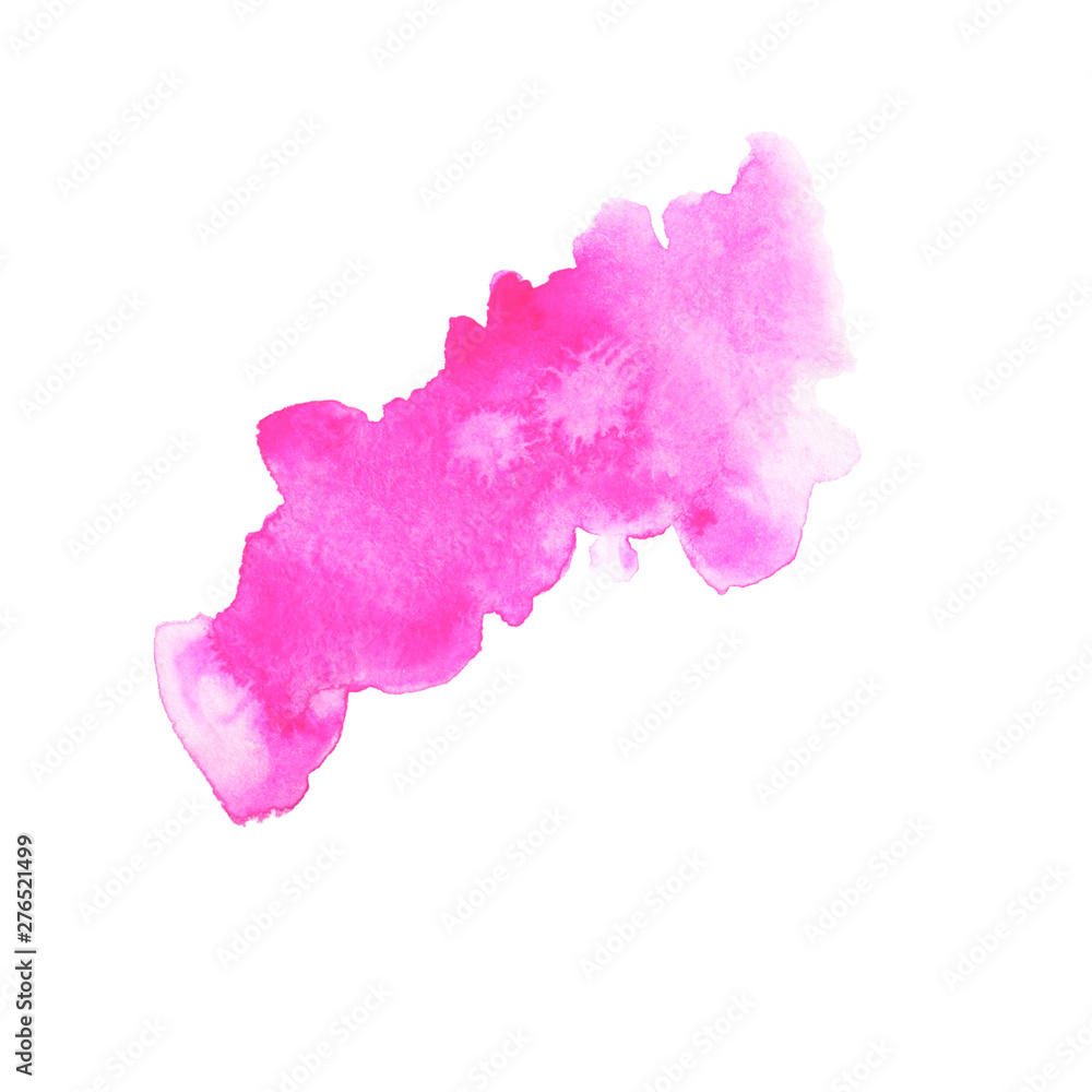 Watercolor pink abstract spot isolated on white background. Hand drawn illustration.