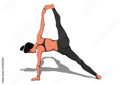 beautiful girl exercising yoga. Yoga asana Vasishthasana II Pose Vasistha  photo