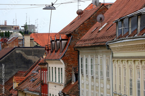 Colorful historic buildings in picturesque Radiceva street in central Zagreb, Croatia. photo