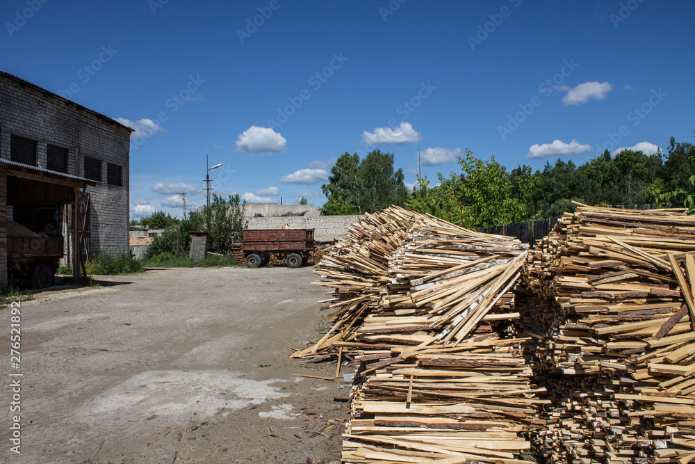 The old industrial wood hangar with equipment The old industrial wood hangar with equipment