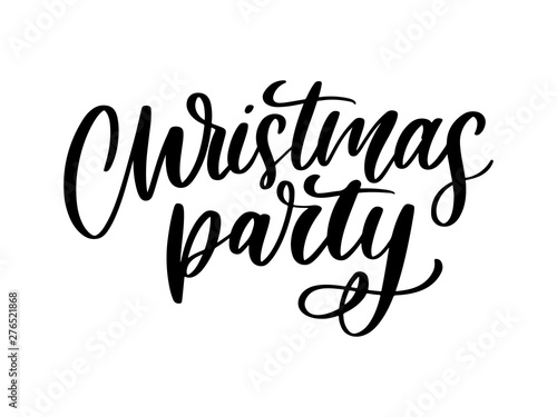 Christmas party poster template. Hand written lettering  sparkling typography.