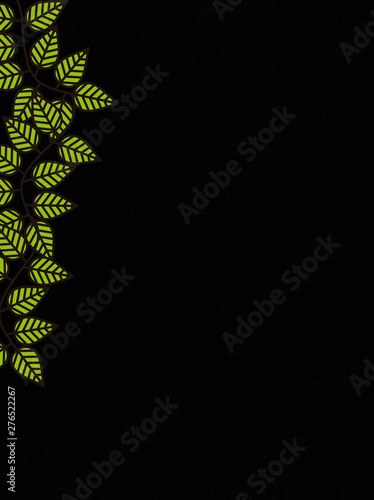 Black blank template with leaves vector