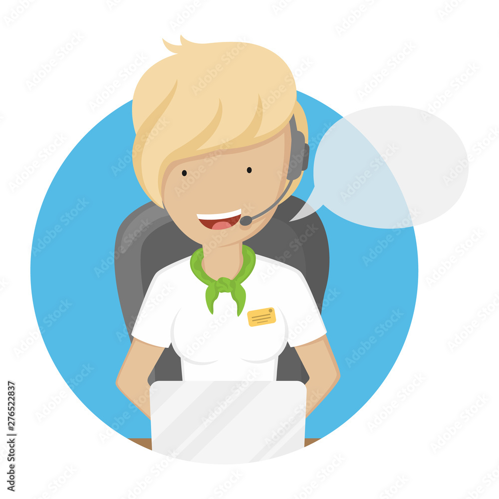 Girl operator of call center. Vector illustration Girl operator of call center. Vector illustration