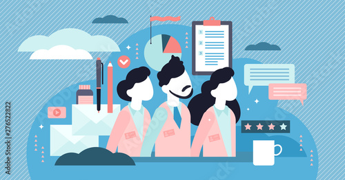 Company staff vector illustration. Flat tiny work employee persons concept.