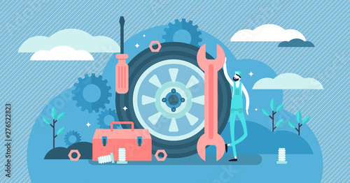 Mechanic vector illustration. Flat tiny tech occupation job persons concept