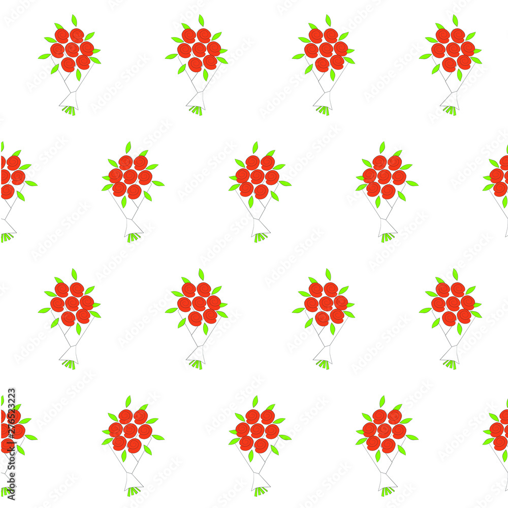 Red flower bouquet seamless pattern flat design element stock vector illustration for web for print Red flower bouquet seamless pattern flat design element stock vector illustration for web for print