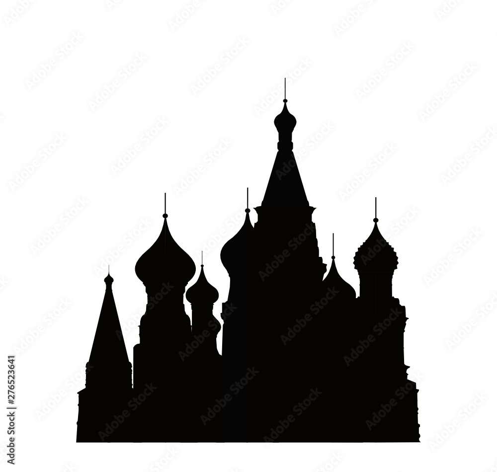 The silhouette of an Orthodox church. St. Basil's Cathedral The silhouette of an Orthodox church. St. Basil's Cathedral