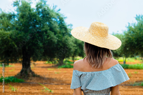 girl have a rest in greek olive garden