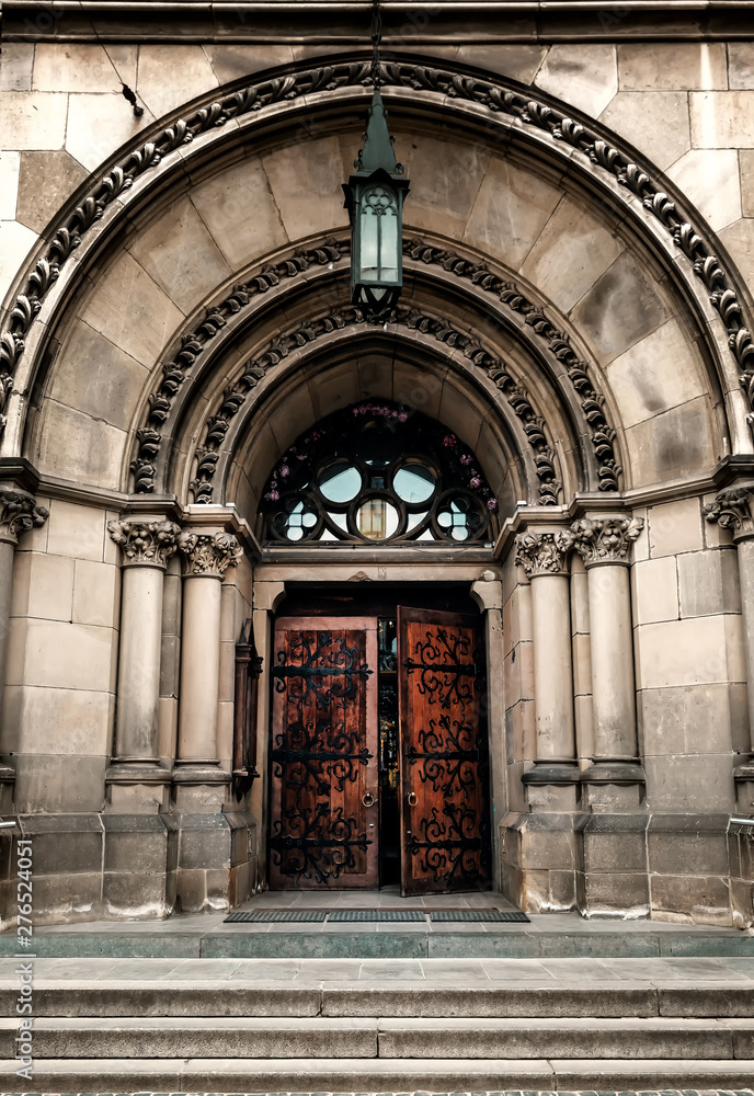 Fototapeta premium old open church doors