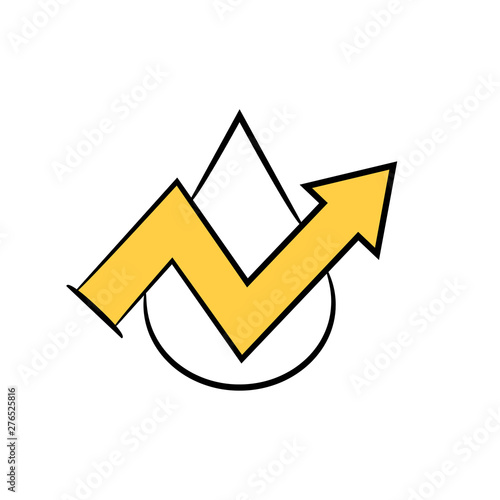 oil drop and arrow chart yellow doodle theme