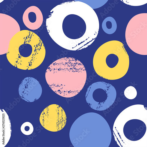 Seamless pattern with abstract elements, hand drawn circles