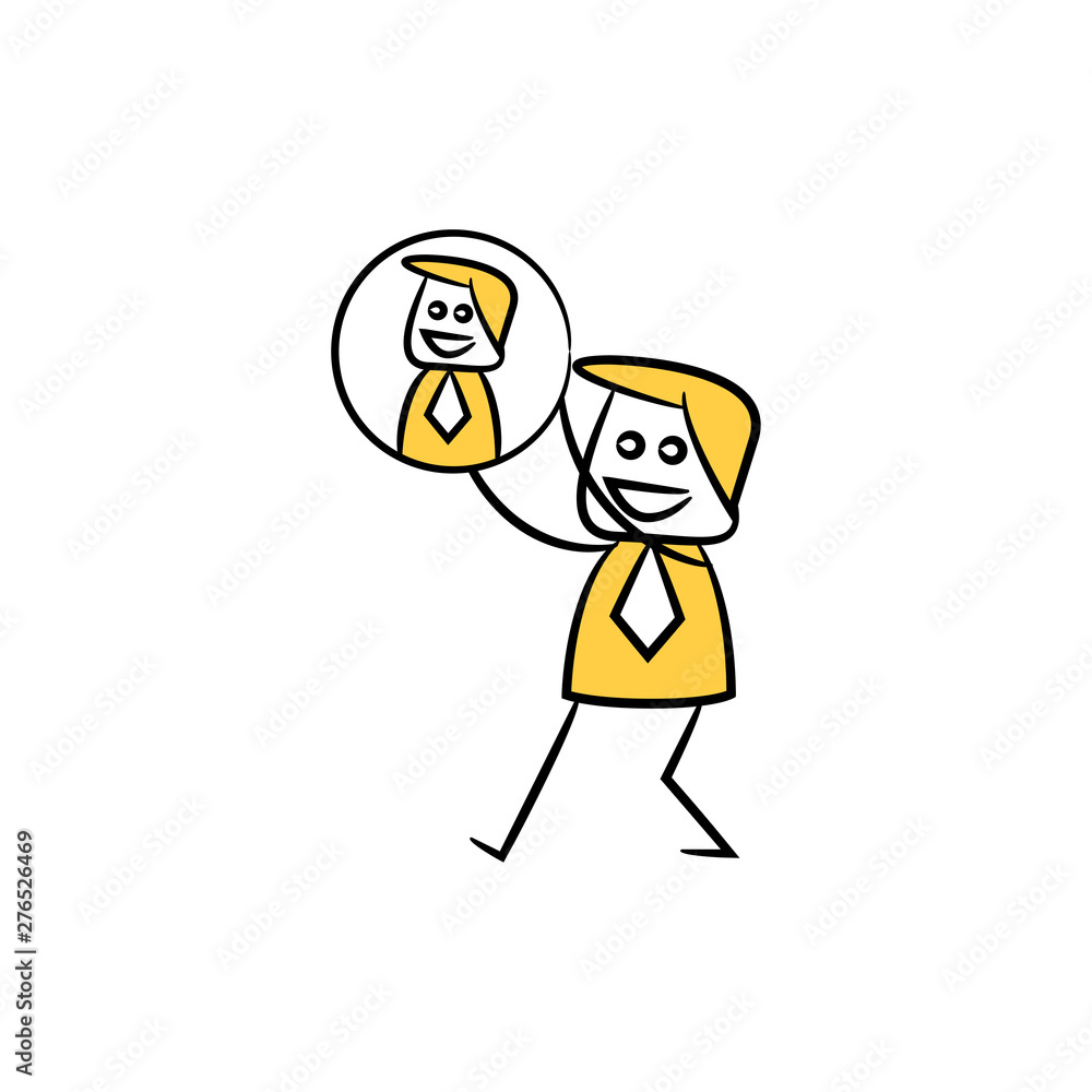 businessman show people for manpower concept yellow stick figure