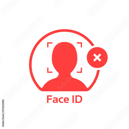 face id cancel red logo isolated on white