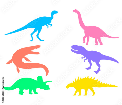 Dinosaur silhouettes set. Vector illustration isolated on white