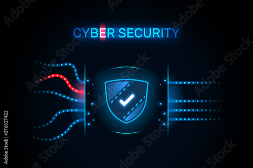Cyber security illustration, digital data protection concept.