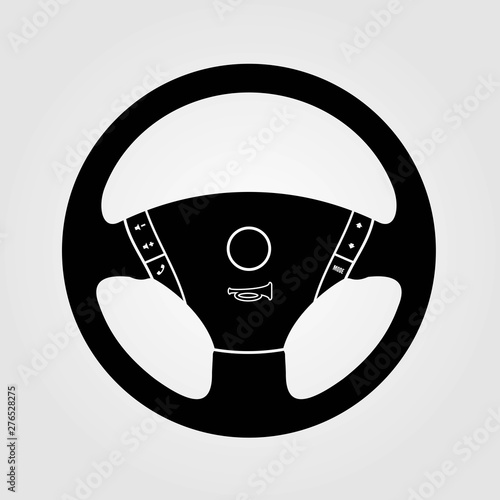 Car Steering wheel icon isolated on white background. Vector illustration