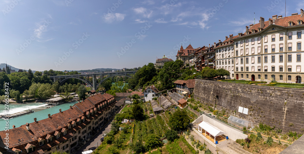 A cityscape of Bern, panoramic view of the medival city in Switzerland 