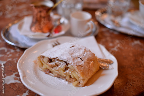 Photography Close up of Apfelstrudel; Cafe Central;Vienna;Austria